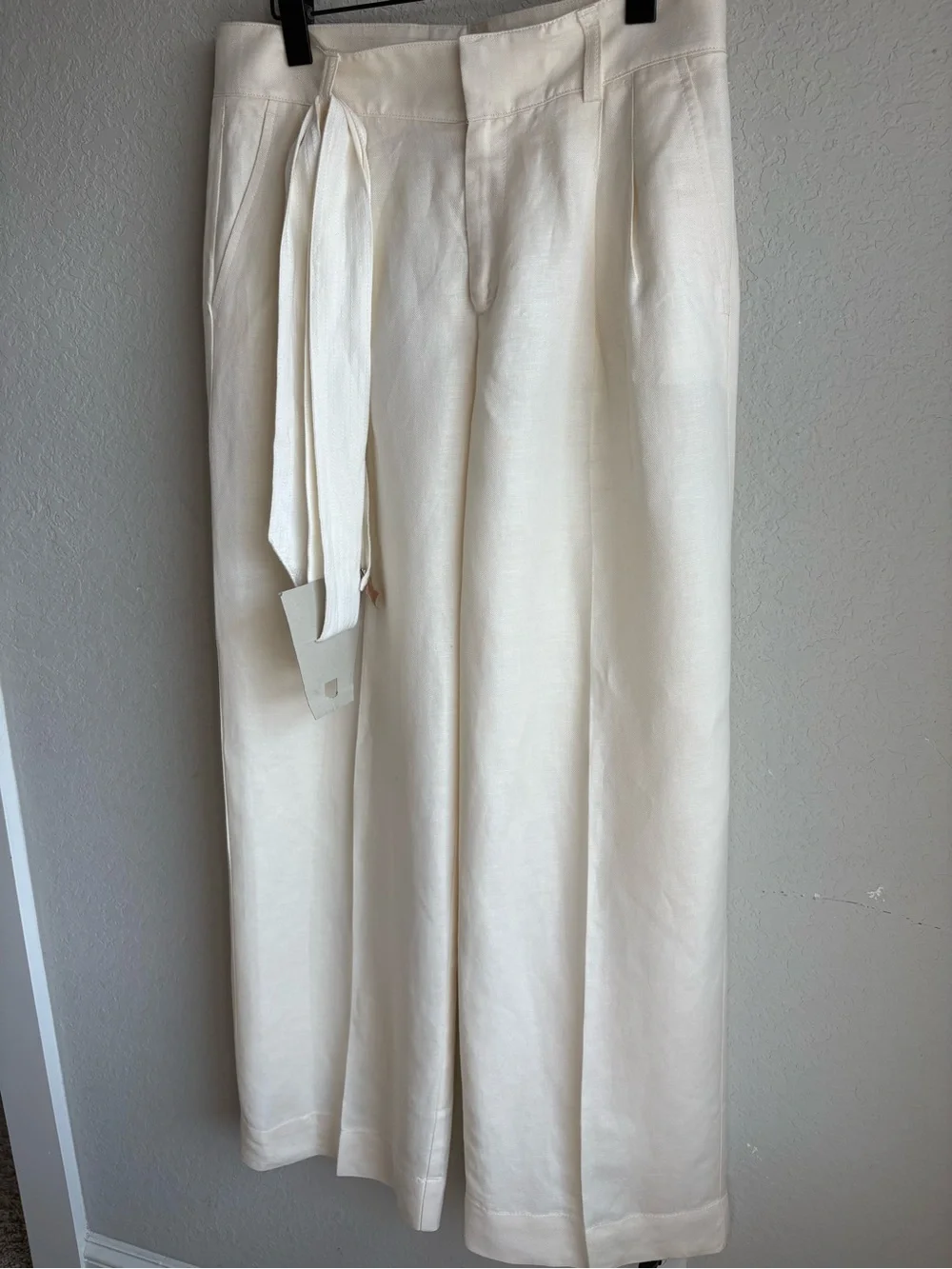 Banana Republic linen Blend Pleated Wide Leg Pants size 6 belted full length